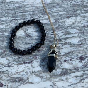 Black Onyx pendulum and bracelet